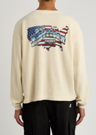 Cherry Los Angeles Printed Waffle-knit Cotton top Cream