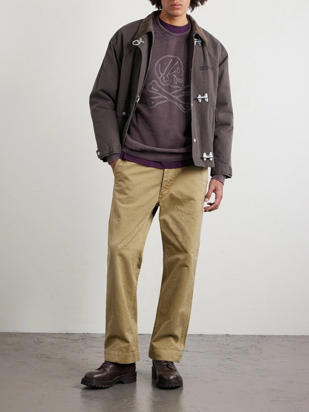 Photo: Neighborhood - Embroidered Pigment-Dyed Cotton-Jersey Sweatshirt - Brown