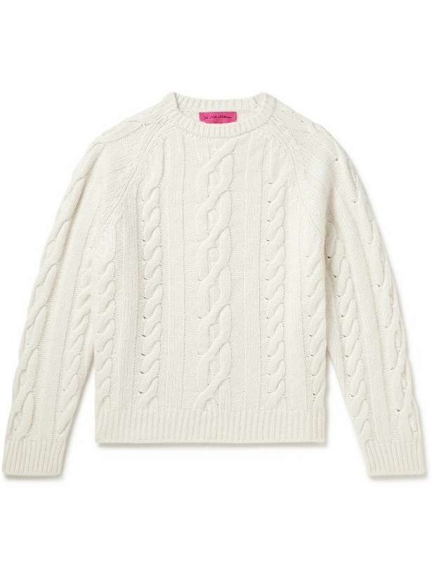 Photo: The Elder Statesman - Cable-Knit Cashmere and Cotton-Blend Sweater - White