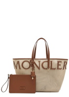 Moncler Logo-appliquéd Leather and Woven Tote - White - One Size