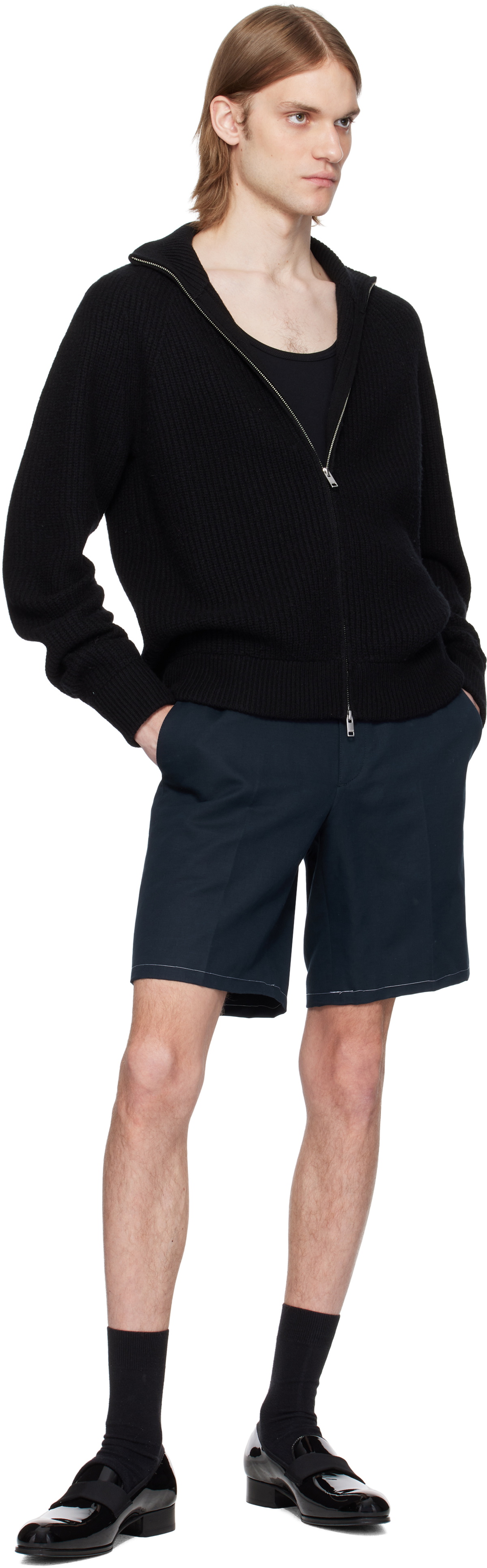Brioni Navy Cotton Gabardine Shorts
