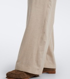 Eleventy Wool and cashmere wide-leg pants
