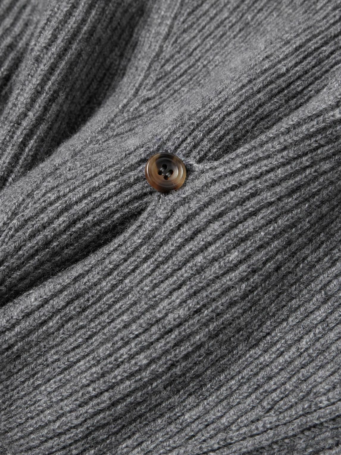 Anderson & Sheppard - Shawl-Collar Ribbed Cashmere Sweater - Gray