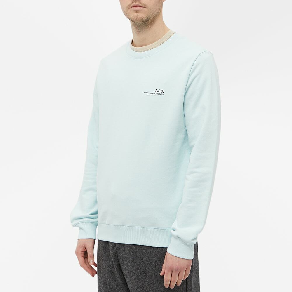 A.P.C. Men's Item Logo Crew Sweat in Light Blue A.P.C.