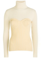 Jean Paul Gaultier Layered Ribbed Wool-blend top Cream