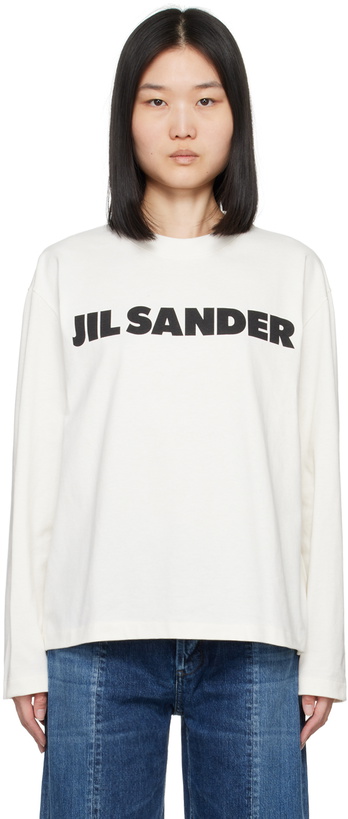 Photo: Jil Sander Off-White Printed Logo Long Sleeve T-Shirt