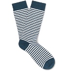 Sunspel - Striped Stretch Cotton-Blend Socks - Navy
