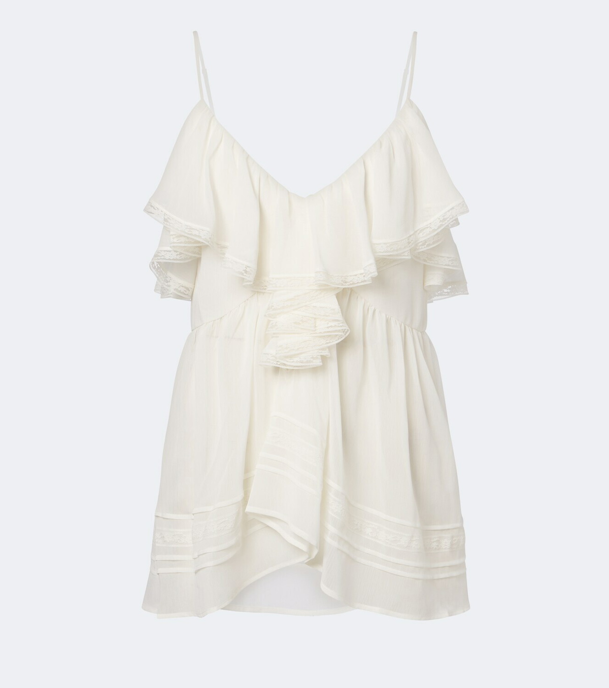 Xu Zhi Ruffled lace-trimmed top