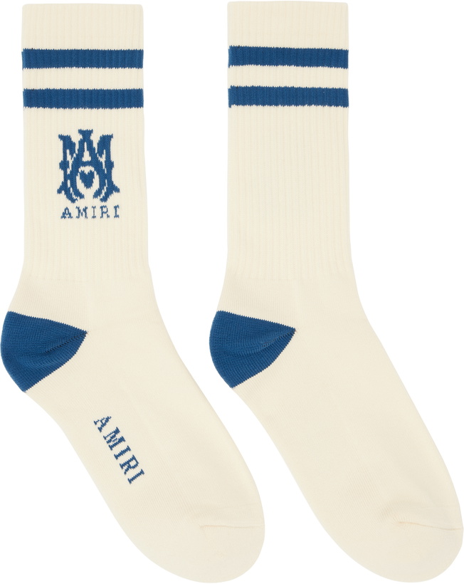 Photo: AMIRI Off-White & Blue MA Core Logo Socks