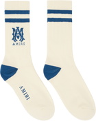 AMIRI Off-White & Blue MA Core Logo Socks