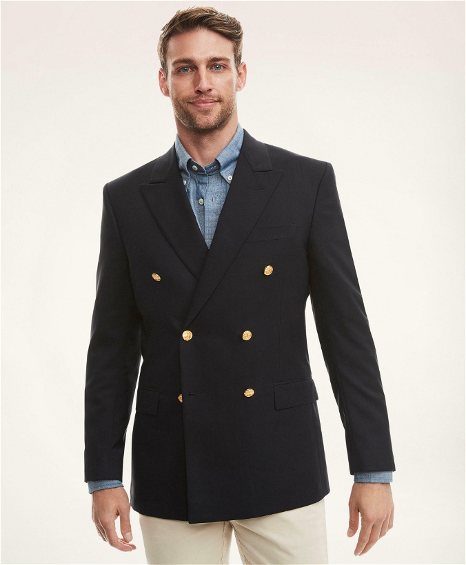 Photo: Brooks Brothers Men's Regent Classic-Fit Double-Breasted 1818 Blazer | Navy