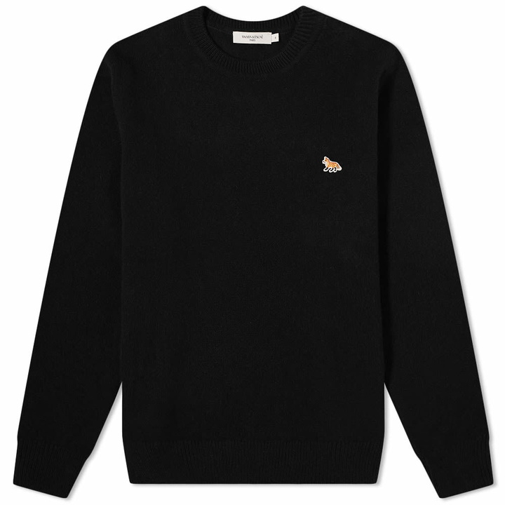 Photo: Maison Kitsuné Men's Baby Fox Patch Cosy Crew Knit in Black