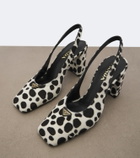Prada Cow-print calf hair slingback pumps