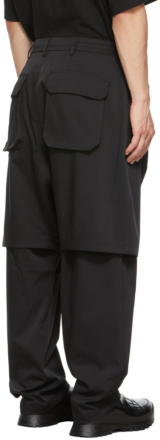 JERIH Black Double Layered Trousers