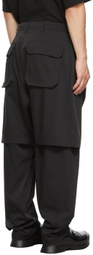 JERIH Black Double Layered Trousers