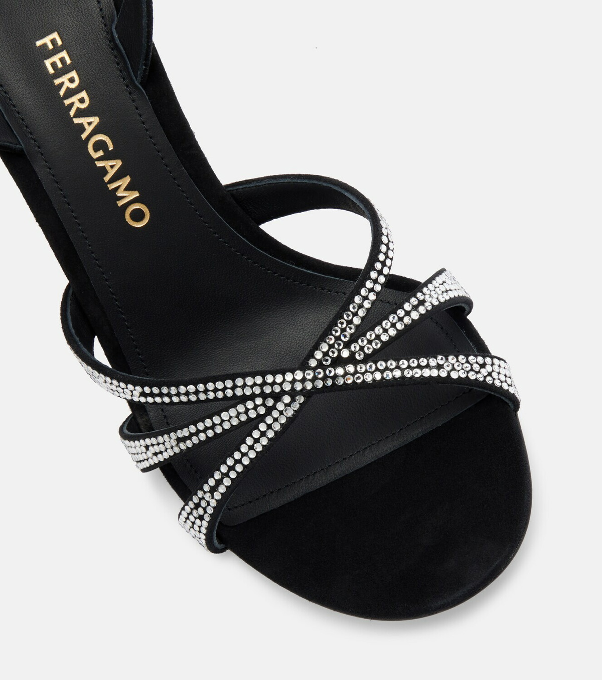 Ferragamo 90 crystal-embellished suede sandals
