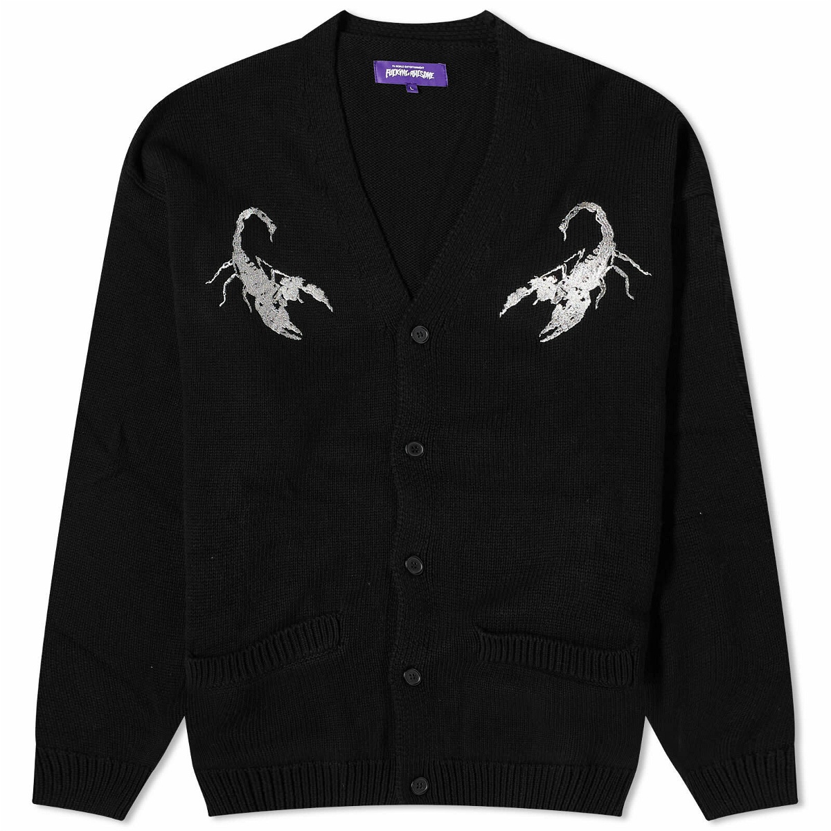 Photo: Fucking Awesome Men's Embroidered Scorpion Cardigan in Black