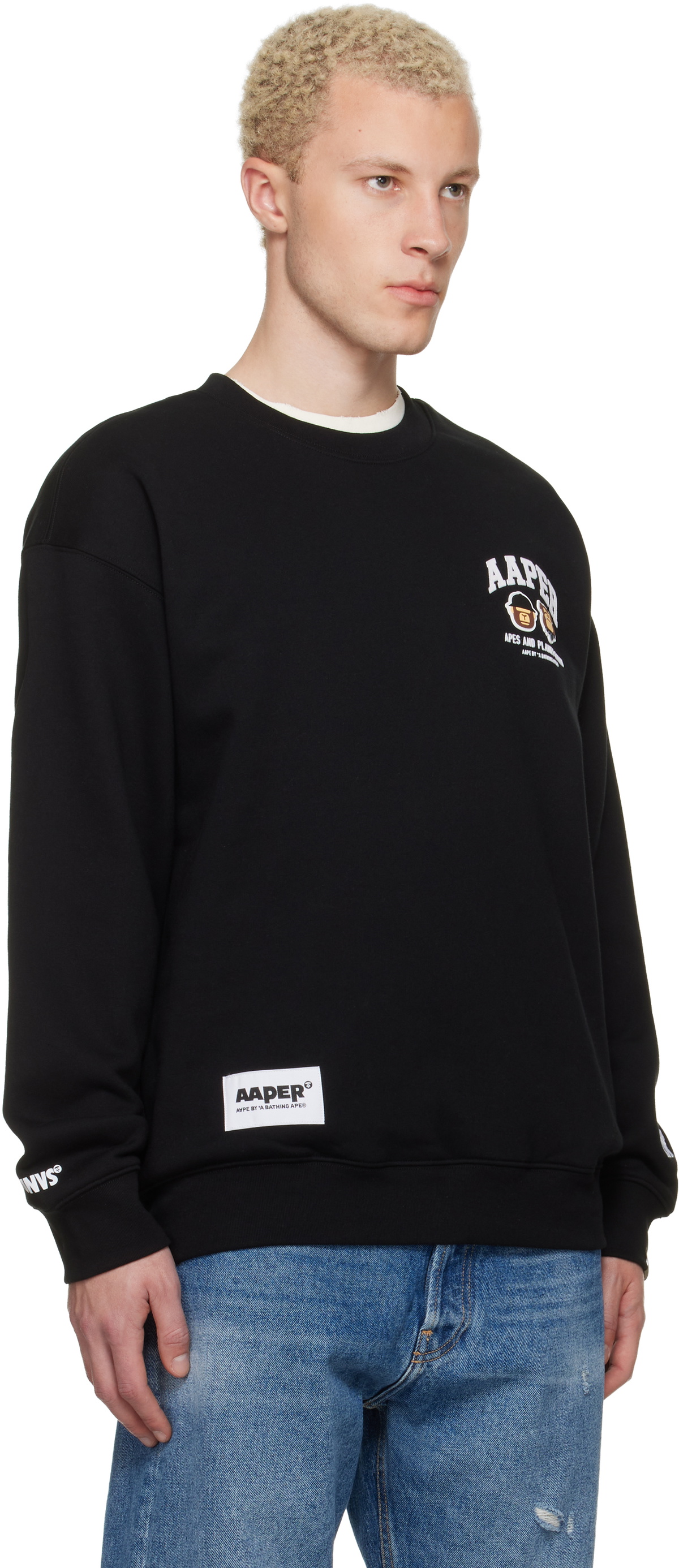 AAPE by A Bathing Ape Black 'AAPER' Crew Neck Sweatshirt