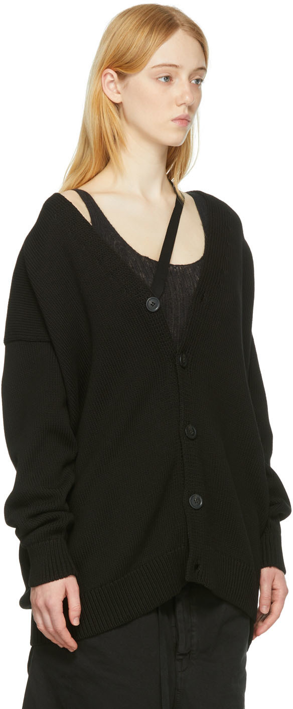 Ann Demeulemeester Black Cotton Cardigan Ann Demeulemeester