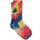 RoToTo Chunky Ribbed Tie Dye Crew Sock in Red/Blue