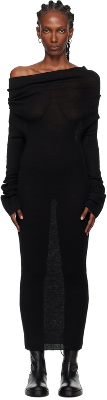Photo: Ann Demeulemeester Black Barbro Dropped Shoulder Knitted Midi Dress