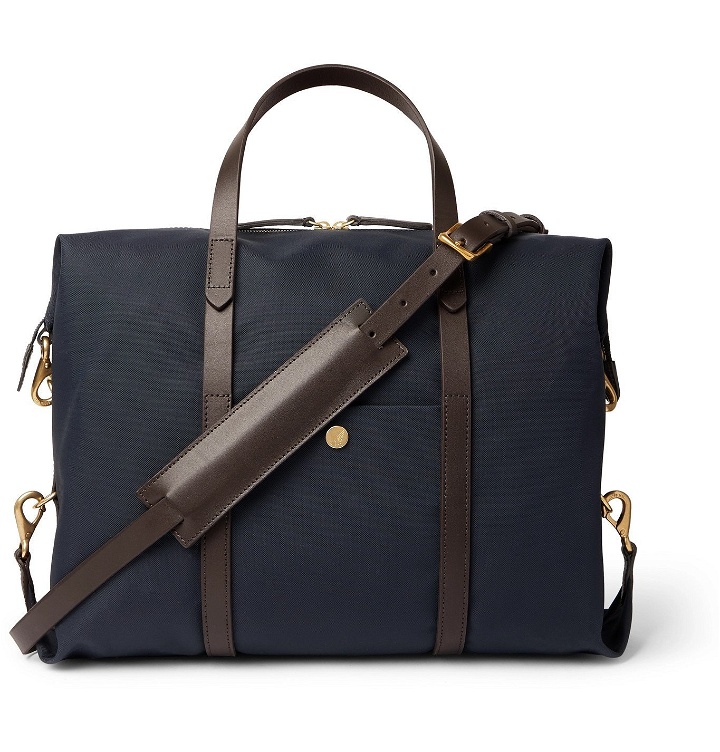 Photo: Mismo - Leather-Trimmed Canvas Briefcase - Blue