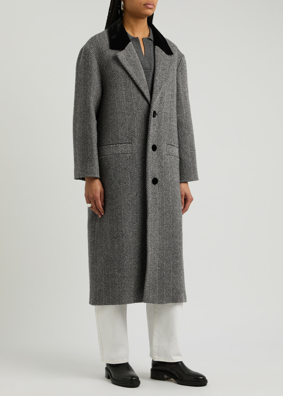 Frame Herringbone Wool-blend Coat Grey Frame Denim
