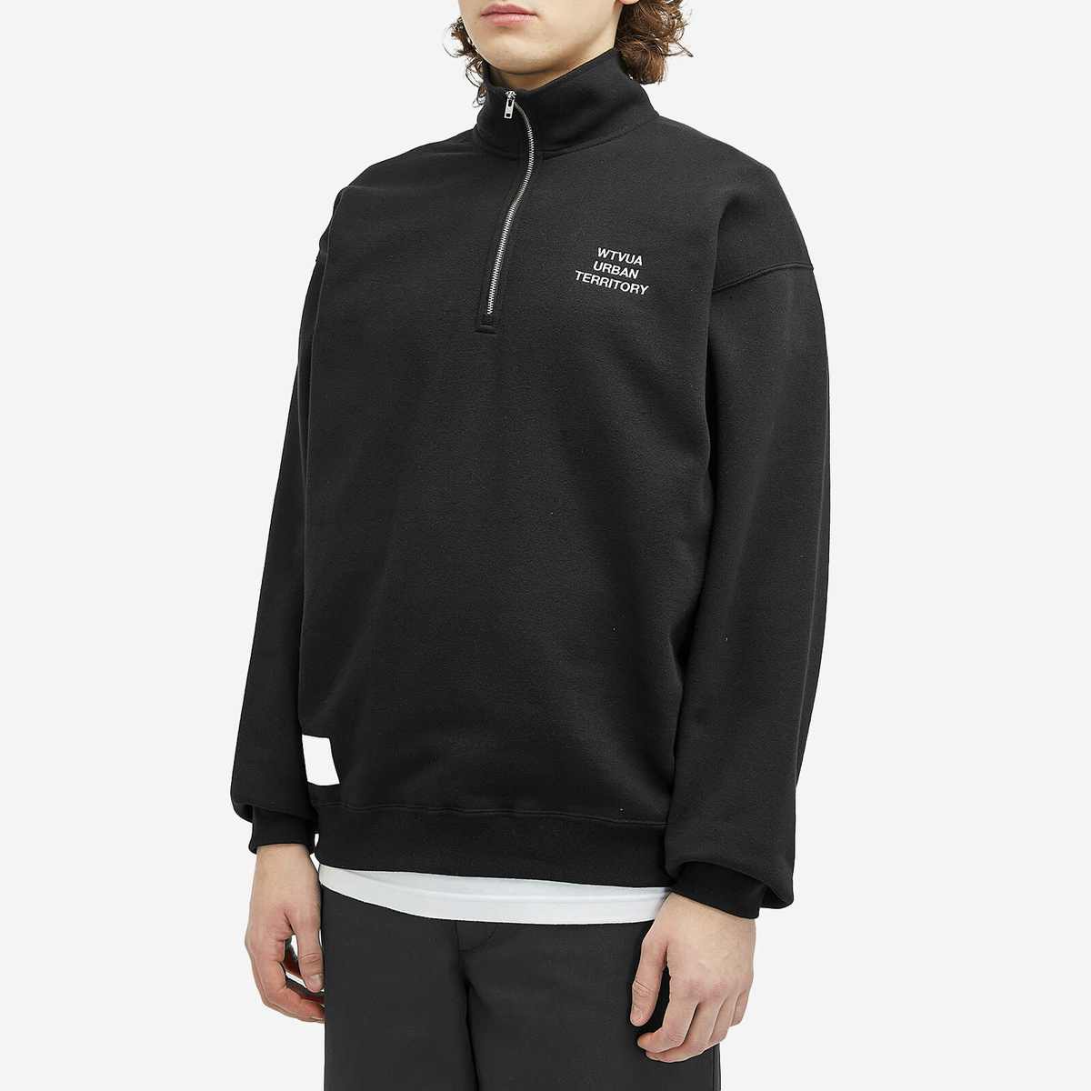WTAPS Men's 20 Embroidered Half Zip Sweat in Black
