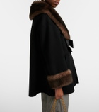 Valentino Shearling-trimmed wool and cashmere peacoat