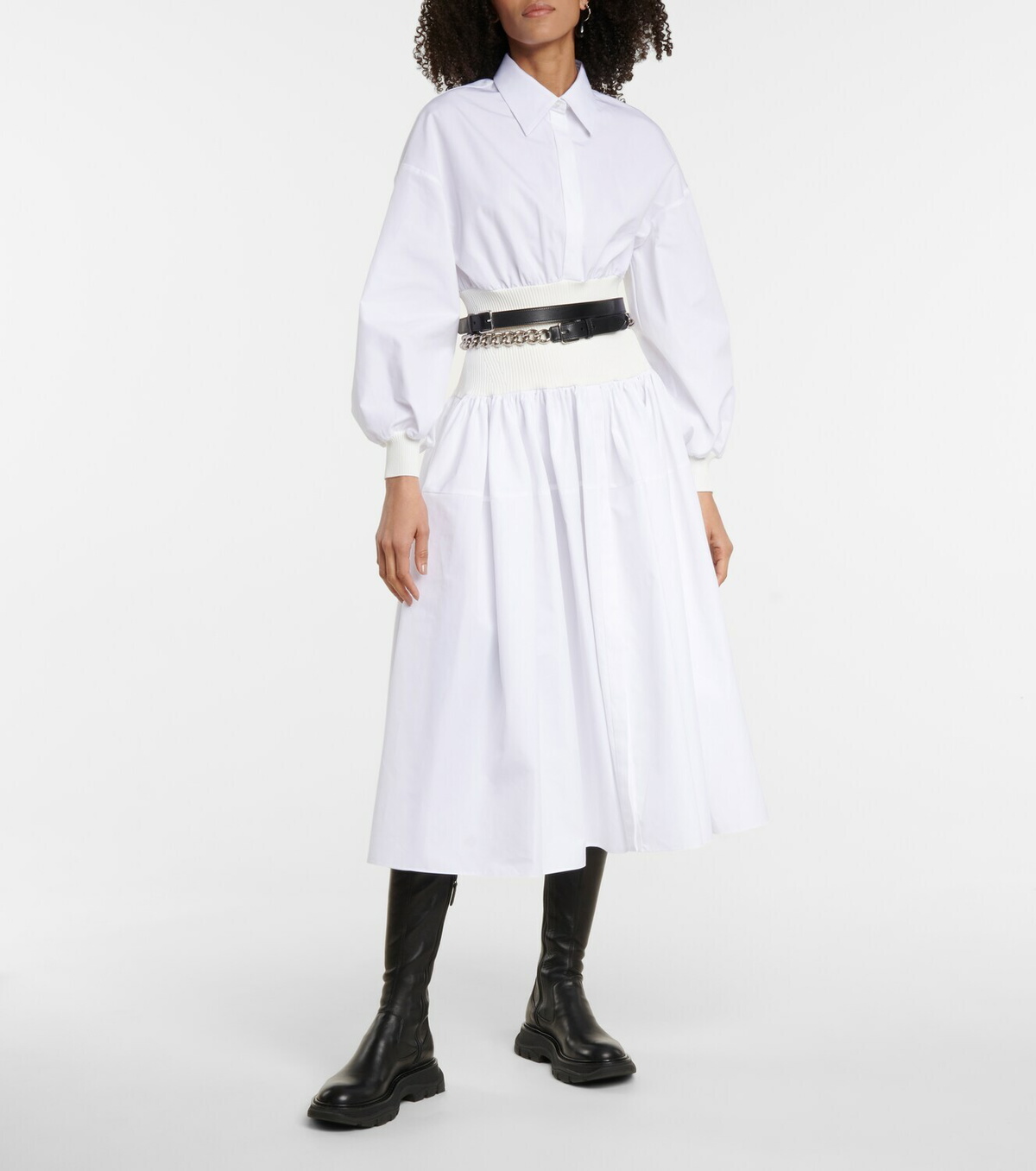 ワンピース Alexander Mcqueen Cotton Dress Alexander McQueen Cotton poplin midi dress Alexander McQueen