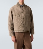 Maison Margiela Corduroy-trimmed distressed denim jacket