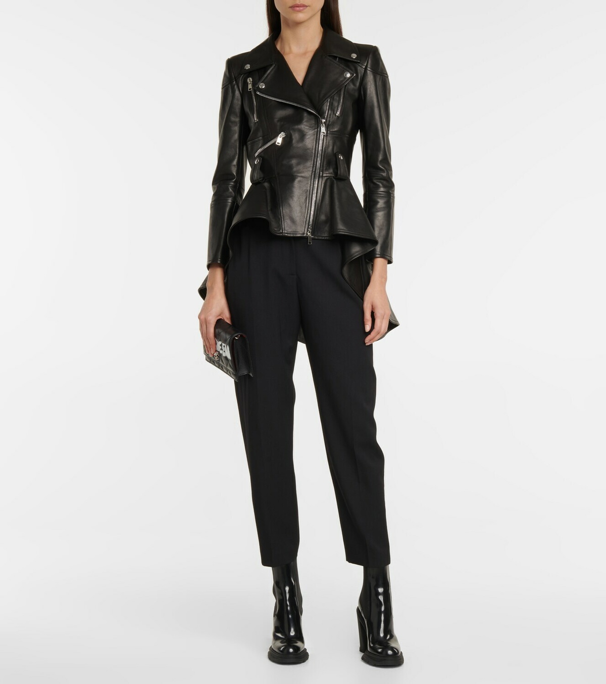 Alexander McQueen Peplum leather biker jacket