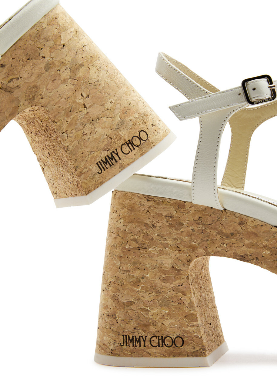 Jimmy Choo Heloise 95 Leather Platform Sandals White Jimmy Choo