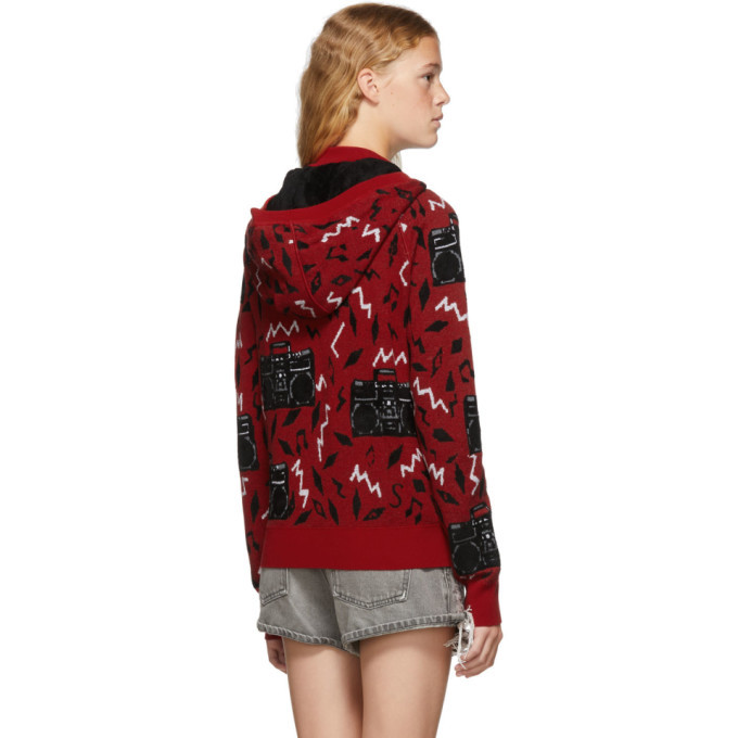 Saint Laurent Red Oversized Radio Hoodie Saint Laurent