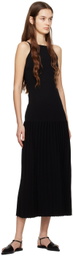 WYNN HAMLYN Black Accordion Slip Maxi Dress
