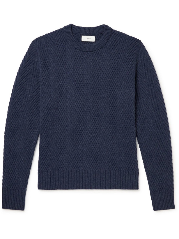 Photo: Mr P. - Herringbone Merino Wool Sweater - Blue