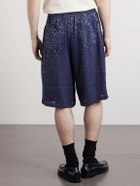 Needles - H.D. Straight-Leg Leopard-Jacquard Drawstring Shorts - Blue