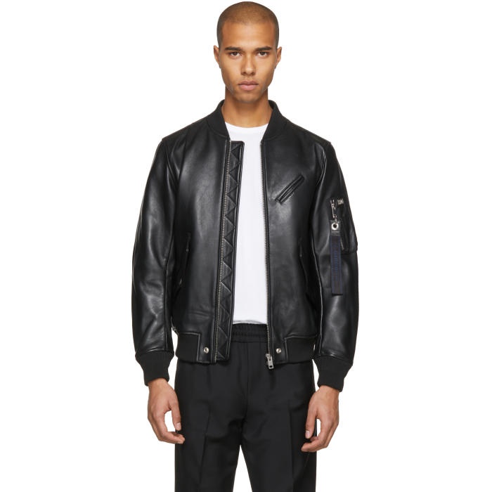 Photo: Diesel Black Leather L-Wildfire Bomber Jacket 
