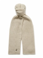 Loro Piana - Leather-Trimmed Ribbed Cashmere Scarf