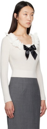 SHUSHU/TONG White Neck-Embellished Knitwear Bodysuit