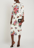 Dolce & Gabbana Floral-print Satin Midi Dress White