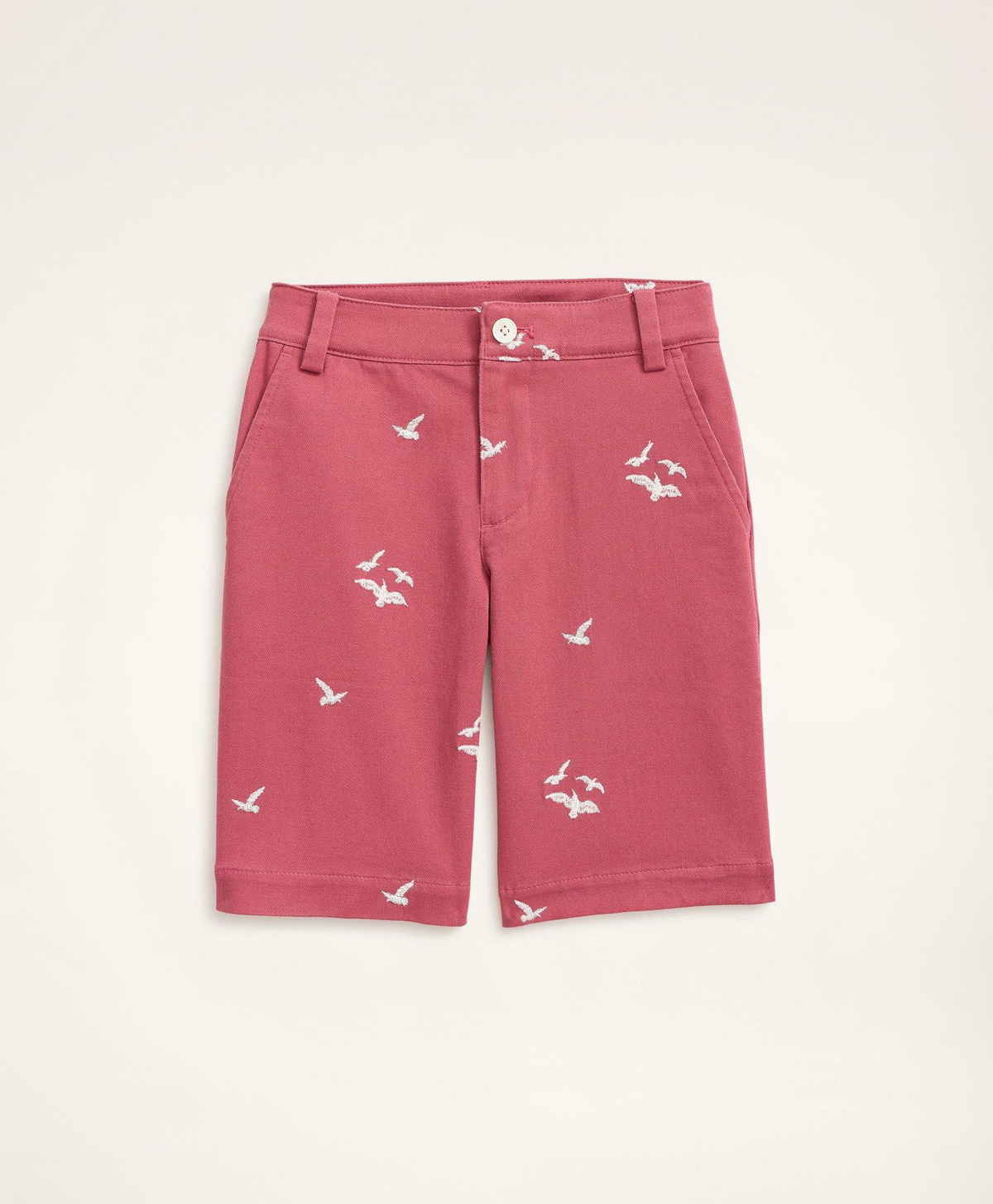 Brooks Brothers Boys Stretch Cotton Seagull Embroidered Chino Shorts