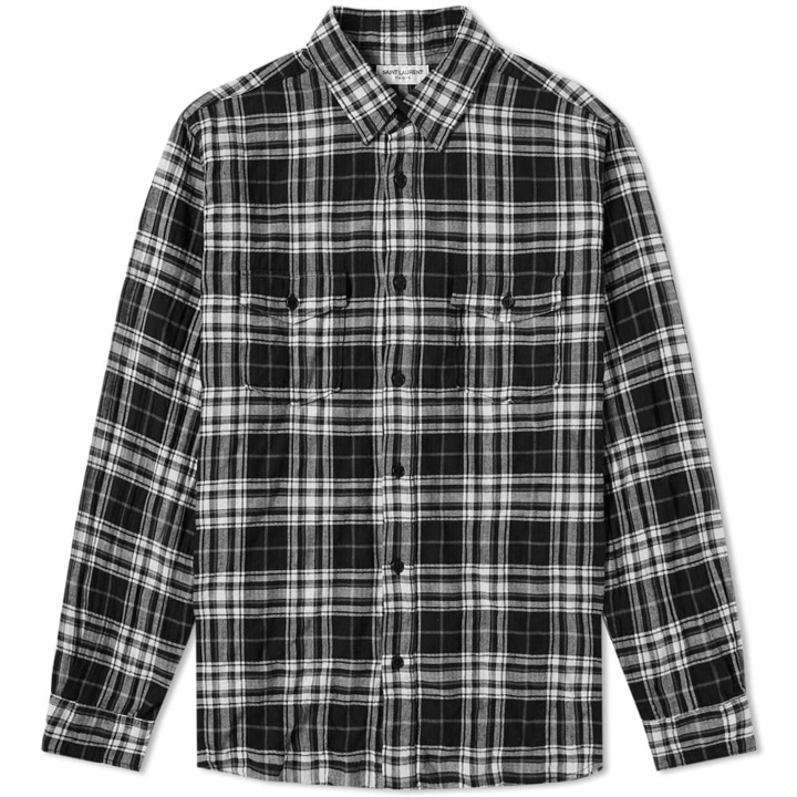 Photo: Saint Laurent 2 Pocket Check Shirt Black