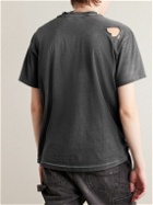 Enfants Riches Déprimés - Thrashed Distressed Logo-Print Cotton-Jersey T-Shirt - Black