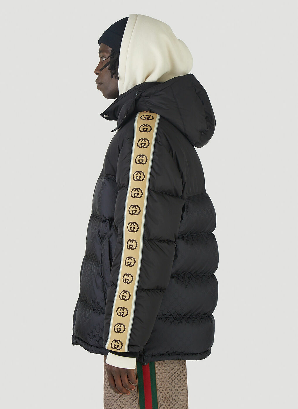 GG Jacquard Nylon Padded Coat in Black - Gucci