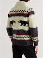 Canadian Sweater Company - Slim-Fit Shawl-Collar Intarsia Wool Zip-Up Sweater - Neutrals