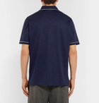 Brioni - Contrast-Tipped Mercerised Cotton-Piqué Polo Shirt - Navy