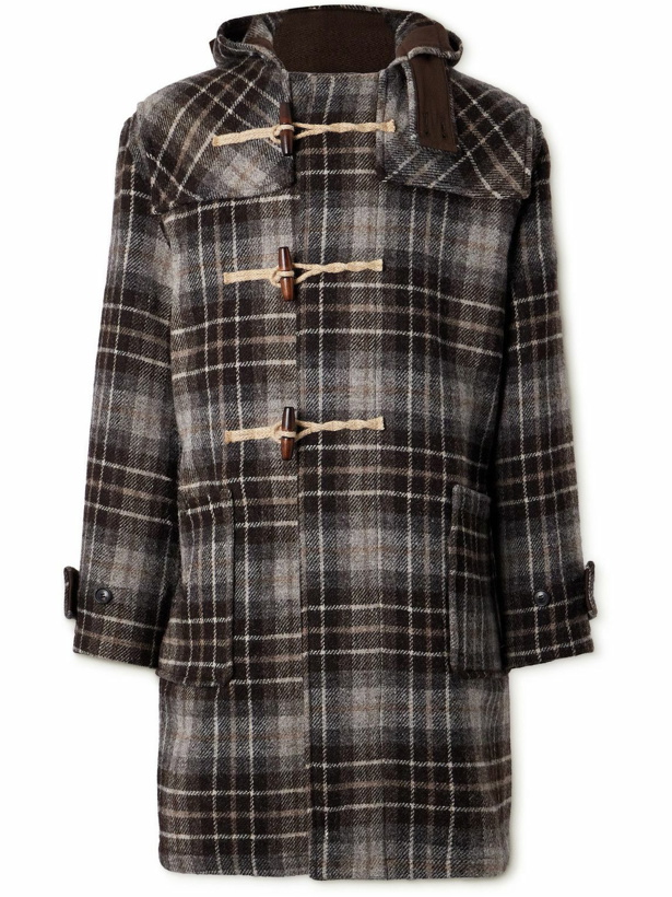 Photo: De Bonne Facture - Gloverall Checked Wool-Tweed Hooded Coat - Brown