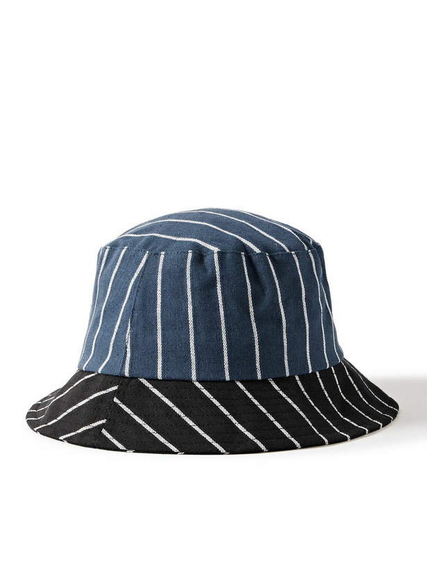 Photo: Paul Smith - Striped Cotton and Linen-Blend Bucket Hat - Blue