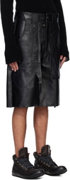 Swampgod Black Patchwork Leather Beach Shorts
